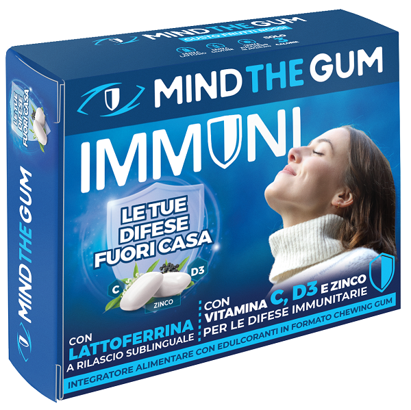 MIND THE GUM IMMUNI CON LATTOFERRINA 18 GOMME CONFETTATE SENZA ZUCCHERO - Farmaunclick.it