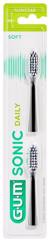 GUM SONIC DAILY SPAZZOLINO BATTERIA REFILL BLACK 2 PEZZI - Farmaunclick.it