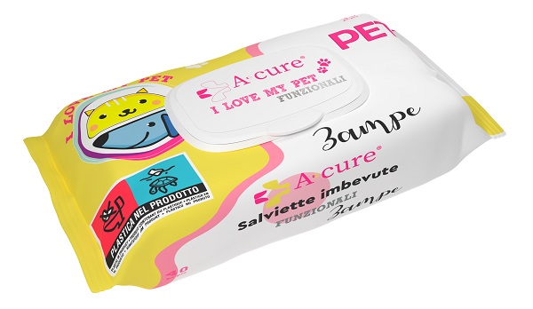 A+CURE I LOVE MY PET FUNZIONALE SALVIETTE POP-UP ZAMPE 40 PEZZI RICARICA - Farmaunclick.it
