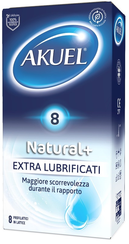 PROFILATTICO AKUEL NATURAL+ EXTRALUBRIFICATO 8 PEZZI - Farmaunclick.it