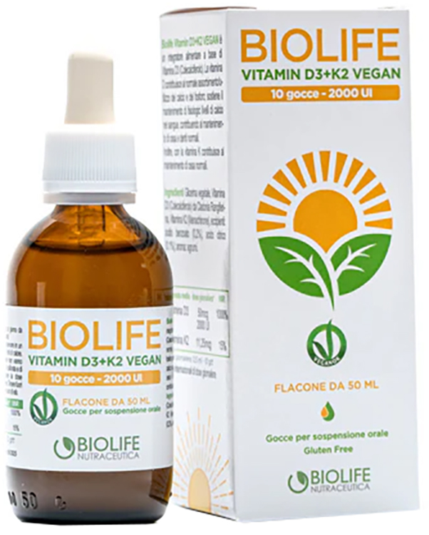 BIOLIFE VITAMIN D3+K2 VEGAN GOCCE 50 ML - Farmaunclick.it