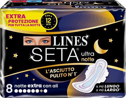 LINES SETA ULTRA ASSORBENTI NOTTE 8 PEZZI - Farmaunclick.it