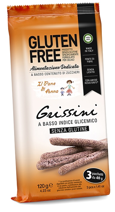 PANE ANNA GRISSINI A BASSO INDICE GLICEMICO 3 PACCHETTI DA 40 G - Farmaunclick.it