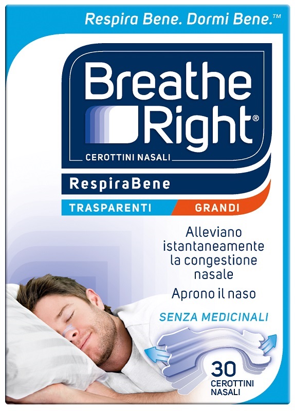 CEROTTI NASALI BREATHE RIGHT TRASPARENTI GRANDI 30 PEZZI - Farmaunclick.it