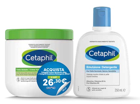 CETAPHIL BIPACK CREMA IDRATANTE 450 G + EMULSIONE DETERGENTE 250 ML - Farmaunclick.it