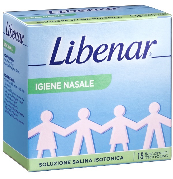 SOLUZIONE SALINA ISOTONICA 0,9% LIBENAR PER IGIENE NASALE 15 FLACONCINI MONOUSO X 5 ML - Farmaunclick.it