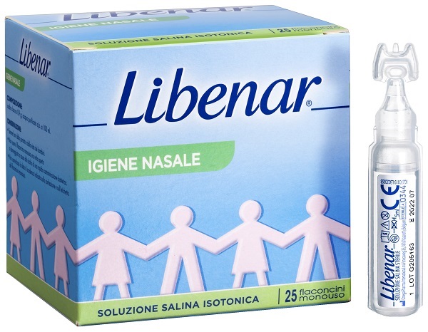 SOLUZIONE SALINA ISOTONICA 0,9% LIBENAR PER IGIENE NASALE 25 FLACONCINI MONOUSO X 5 ML - Farmaunclick.it