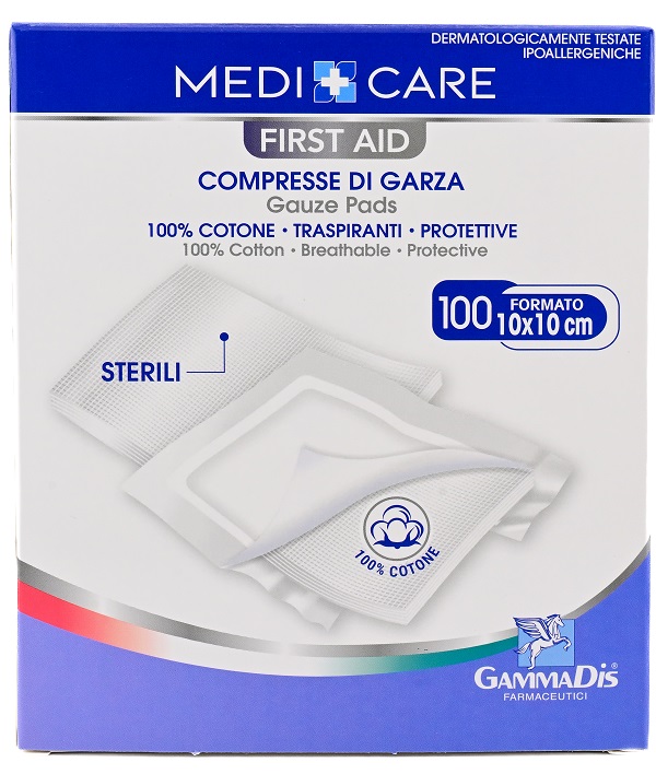 GARZA MEDICARE COTONE 10X10 CM 100 PEZZI - Farmaunclick.it