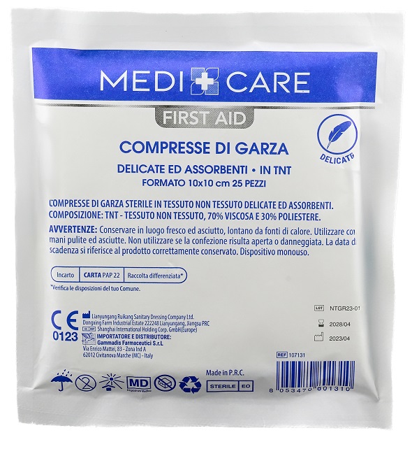 GARZA MEDICARE TNT 10X10 CM 25 PEZZI - Farmaunclick.it