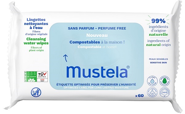 MUSTELA SALVIETTE ACQUA COMPOSTABILI SENZA PROFUMO 60 PEZZI - Farmaunclick.it