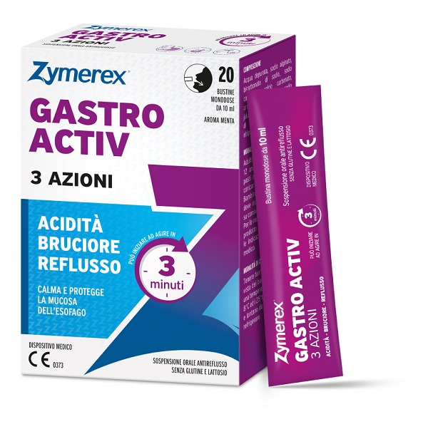 ZYMEREX GASTRO ACTIV 20 BUSTINE DA 10 ML AROMA MENTA SENZA GLUTINE SENZA LATTOSIO - Farmaunclick.it