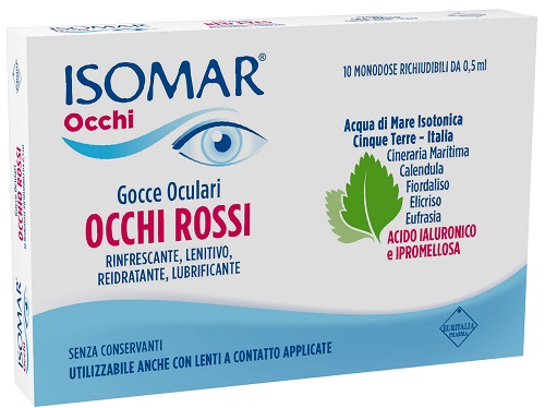 ISOMAR OCCHI ROSSI GOCCE OCULARI ACIDO IALURONICO 0,20% 10 FLACONCINI - Farmaunclick.it