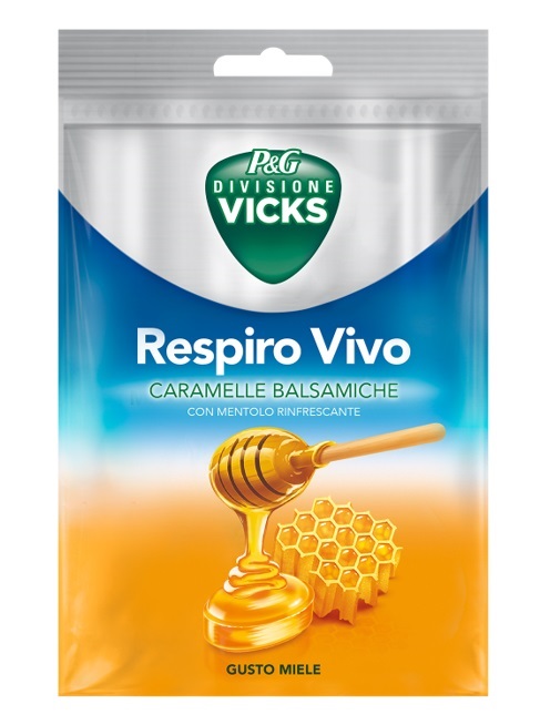 VICKS RESPIRO VIVO CARAMELLE BALSAMICHE MIELE 72 G CON EDULCORANTI - Farmaunclick.it
