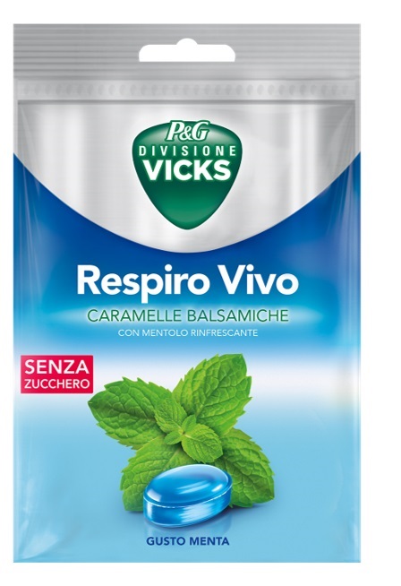 VICKS RESPIRO VIVO CARAMELLE BALSAMICHE MENTA 72 G CON EDULCORANTI - Farmaunclick.it
